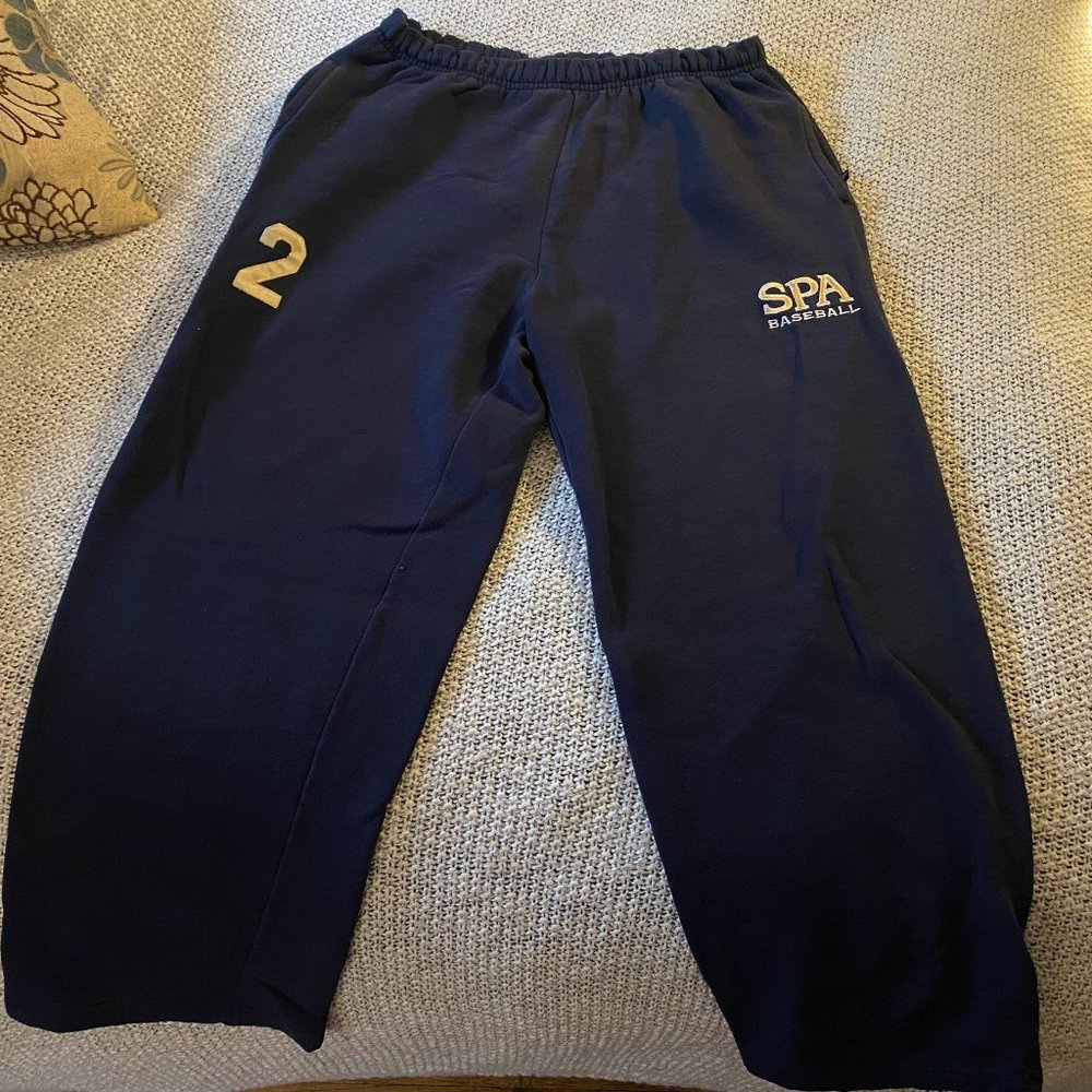 SPA Baseball Sweatpants - Navy and Gold writing (Size Medium)